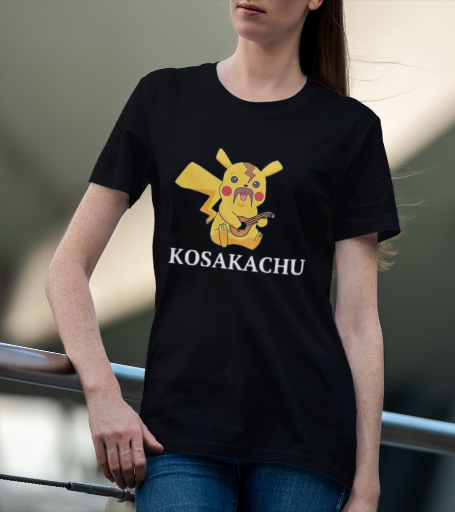 Kosakachu Pikachu Playing Guitar With Moustache T-Shirt