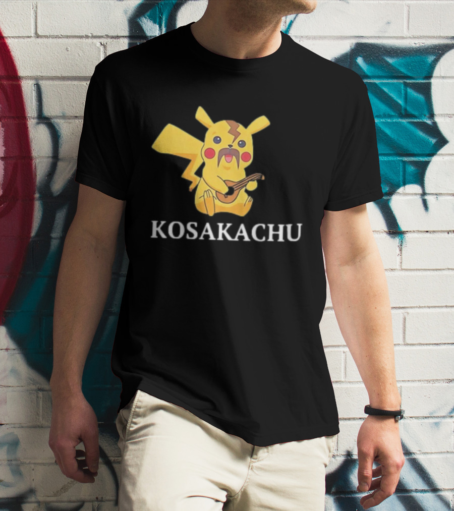 Kosakachu Pikachu Playing Guitar With Moustache T-Shirt