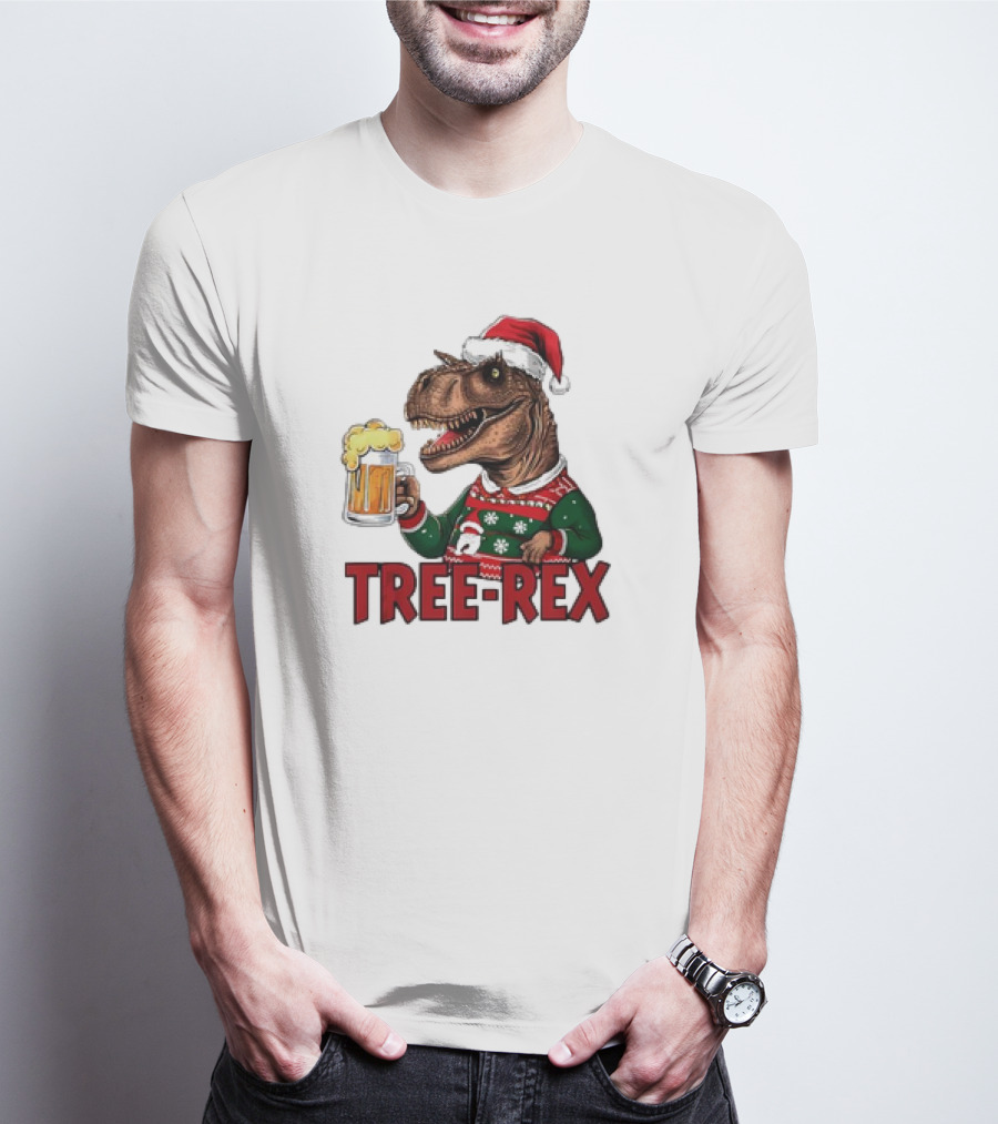 Christmas Tree-Rex Ugly Sweater Merry Beer Dinosaur Trex T-Shirt