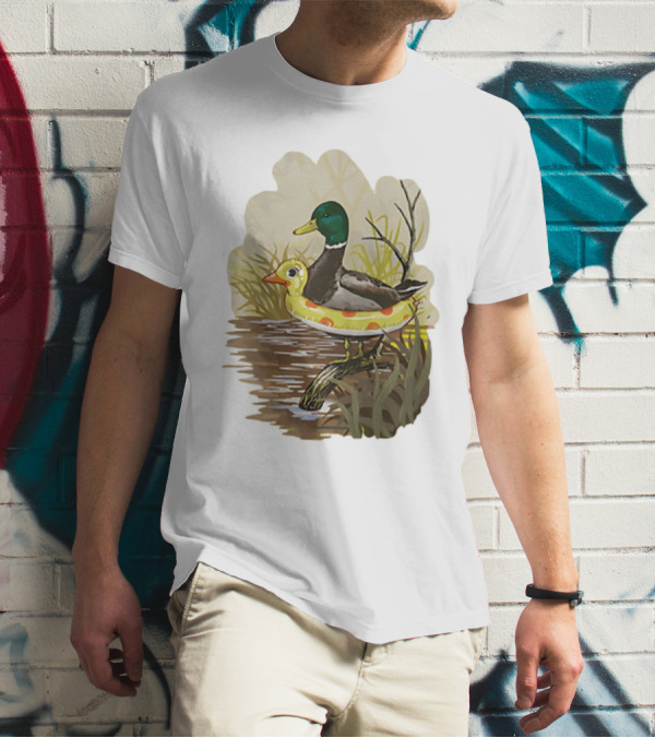 Duck In Training With Swim Ring By Pond T-Shirt