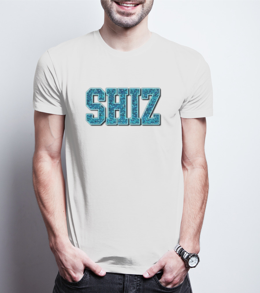 SHIZ Glitter Bold Blue Text T-Shirt