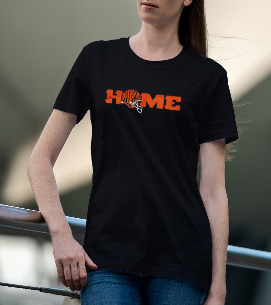 Cincy Home Football Helmet Charcoal Bengals T-Shirt