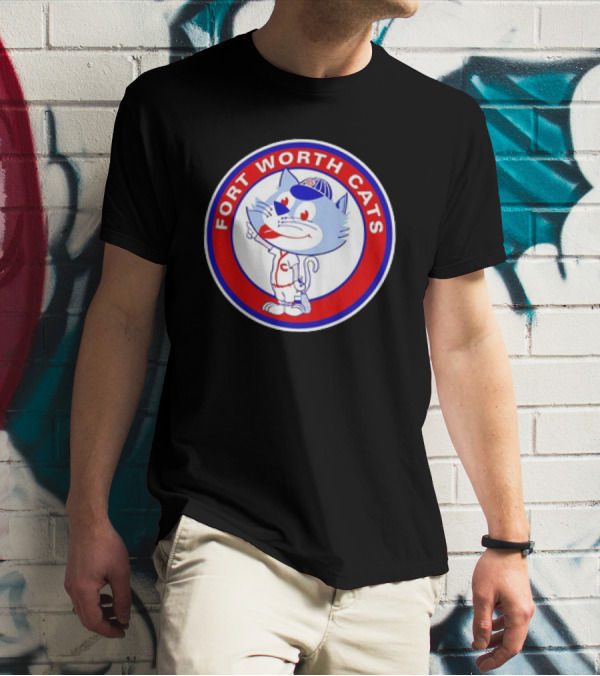 Fort Worth Cats Circle Logo Cartoon Baseball Character Hometown Collection '47 T-Shirt