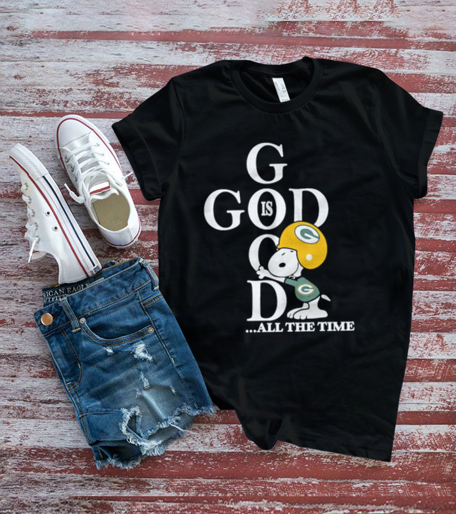 Green Bay Packers Snoopy God Is Good All The Time Football Helmet T-Shirt