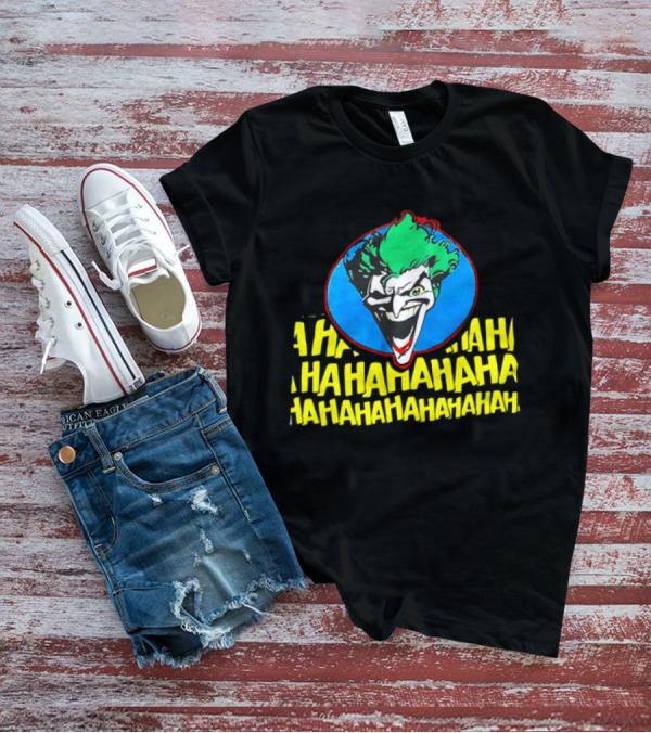 Joker DC Comics 1989 Hahahaha Vintage Iconic Laughing Face And Text T-Shirt