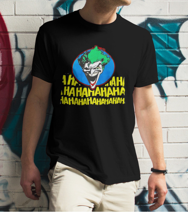 Joker DC Comics 1989 Hahahaha Vintage Iconic Laughing Face And Text T-Shirt