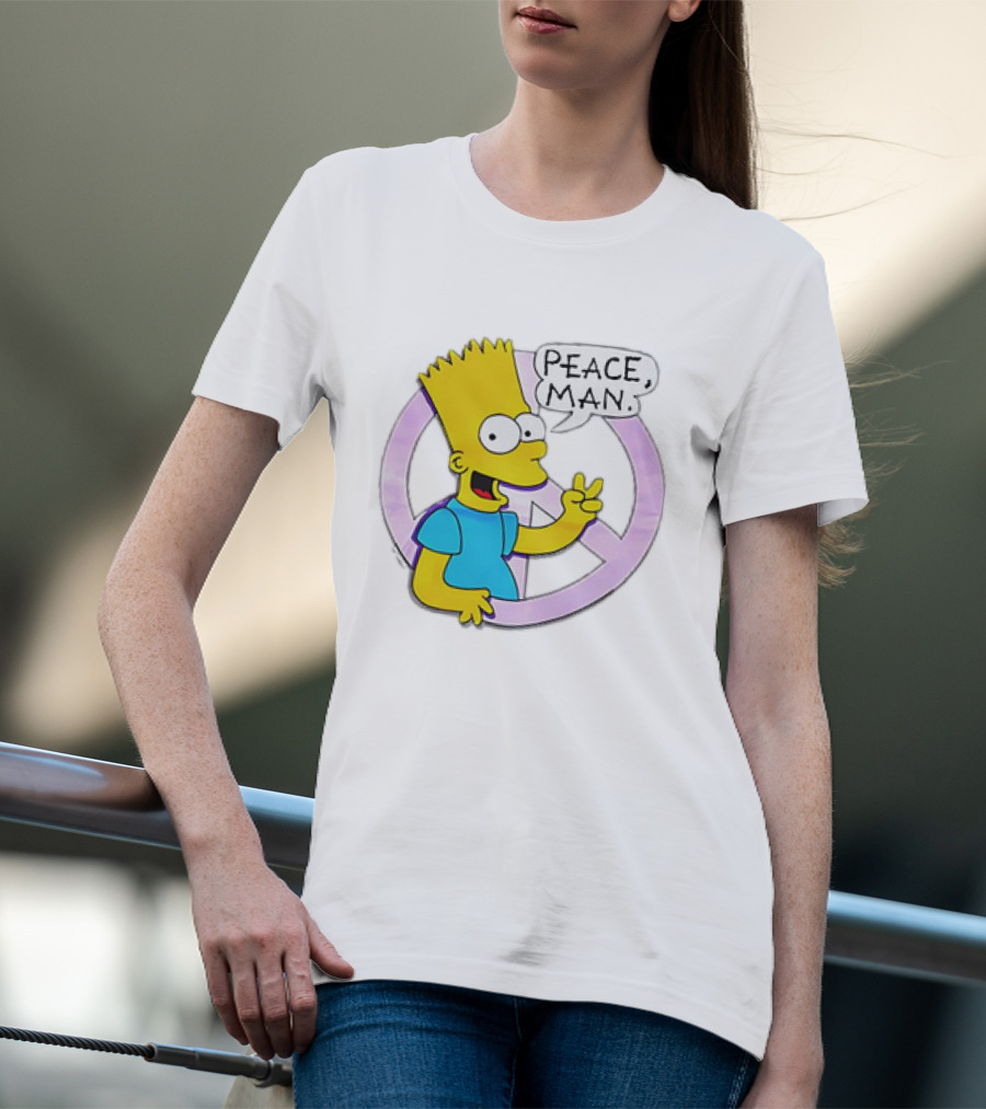 Bart Simpson Peace Man Vintage Iconic Character T-Shirt