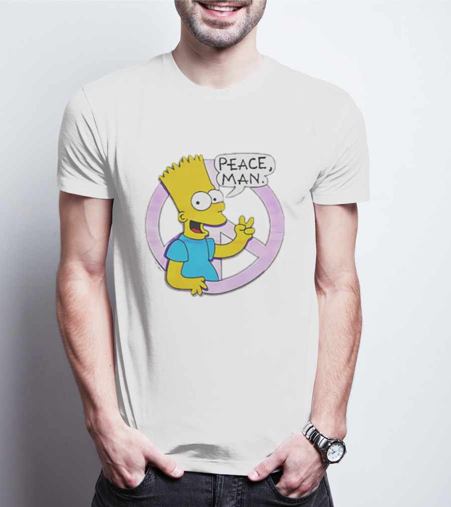 Bart Simpson Peace Man Vintage Iconic Character T-Shirt