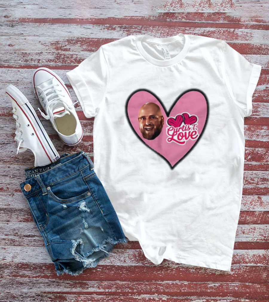 Curtis T Love Heart With Curtis Love Face And Pink Heart T-Shirt