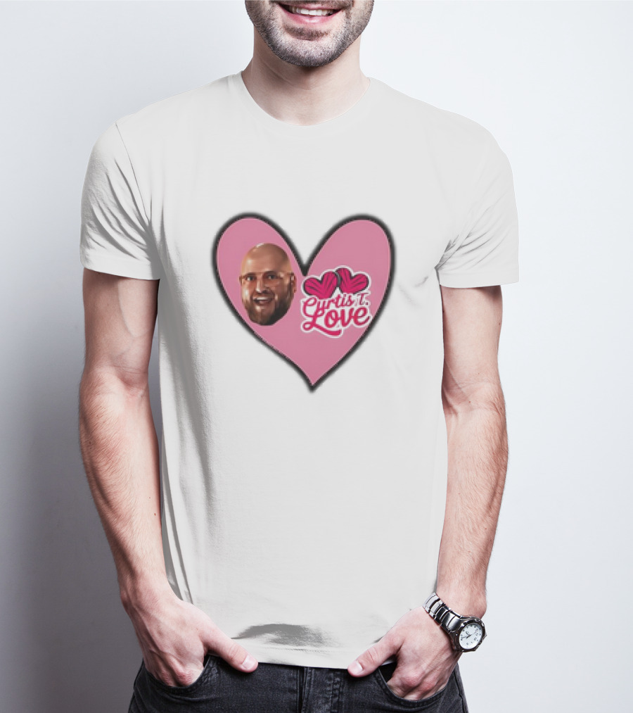 Curtis T Love Heart With Curtis Love Face And Pink Heart T-Shirt