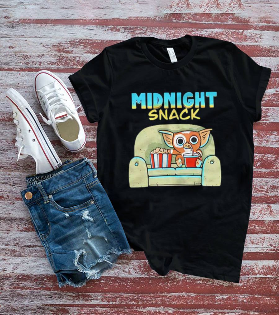 Midnight Snack Mogwai Relaxing On Couch With Popcorn And Soda T-Shirt