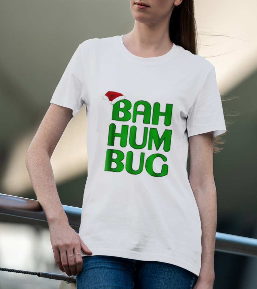 Bah Hum Bug Christmas Text With Santa Hat T-Shirt
