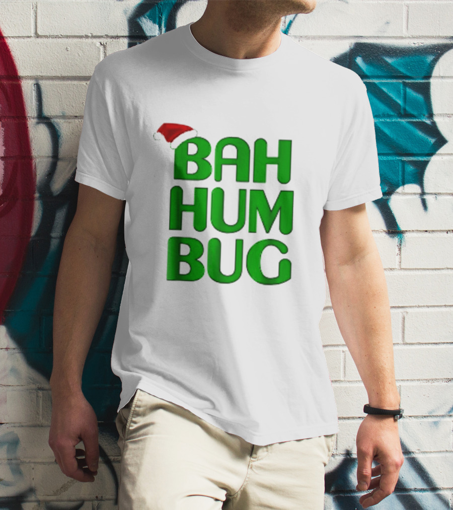 Bah Hum Bug Christmas Text With Santa Hat T-Shirt