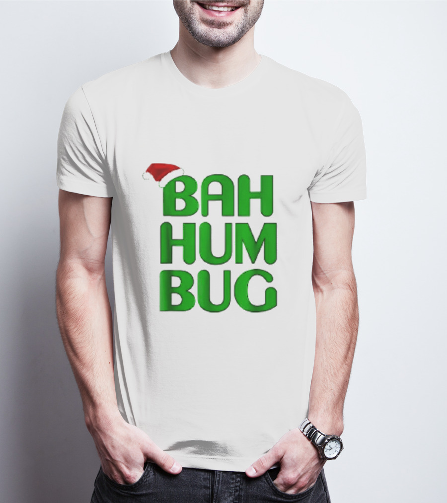 Bah Hum Bug Christmas Text With Santa Hat T-Shirt