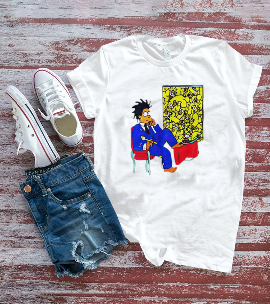 The Simpsons Jay-Z Cartoon Style Art With Basquiat Sitting On Red Chair T-Shirt