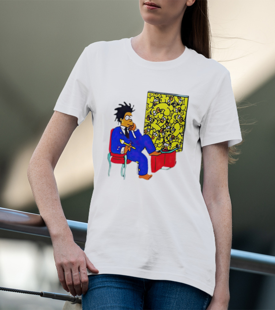 The Simpsons Jay-Z Cartoon Style Art With Basquiat Sitting On Red Chair T-Shirt