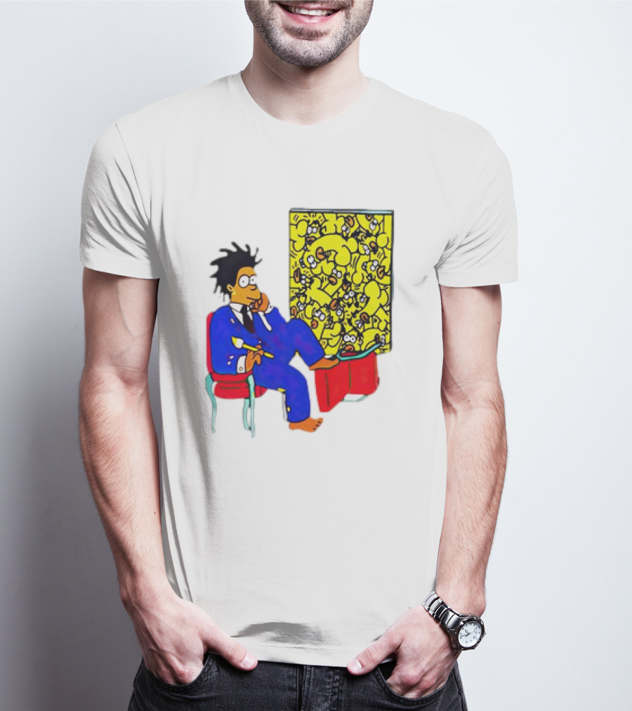 The Simpsons Jay-Z Cartoon Style Art With Basquiat Sitting On Red Chair T-Shirt