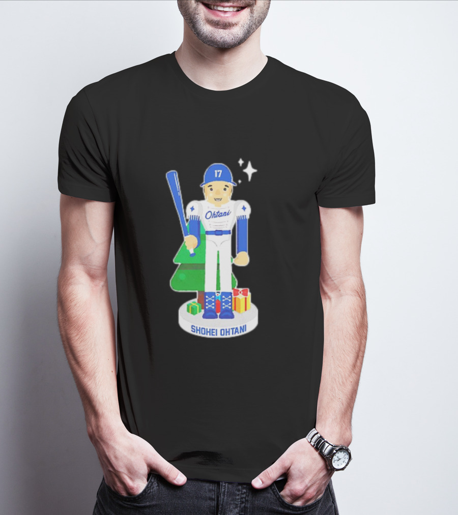Shohei Ohtani Los Angeles Dodgers MLBPA Christmas Nutcracker With Tree And Gifts T-Shirt
