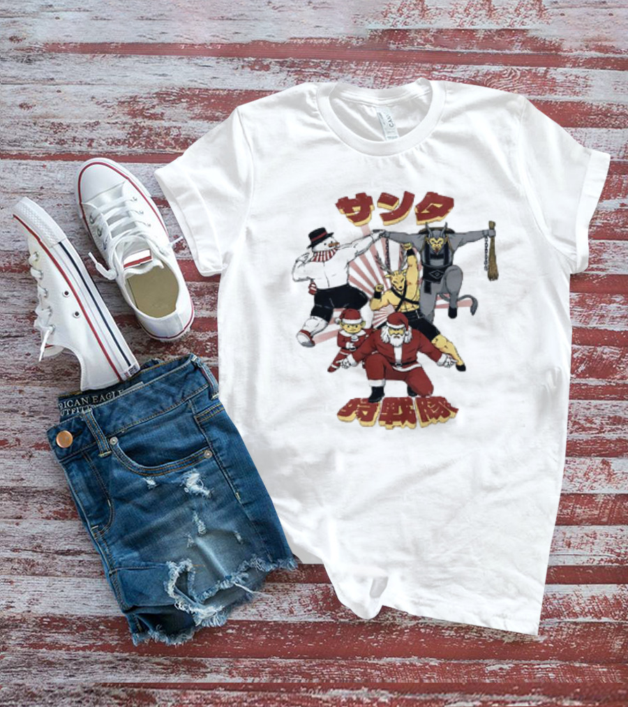 Santa Claus Krampus Frosty The Snowman Reindeer Elf Santa Force Christmas Team T-Shirt