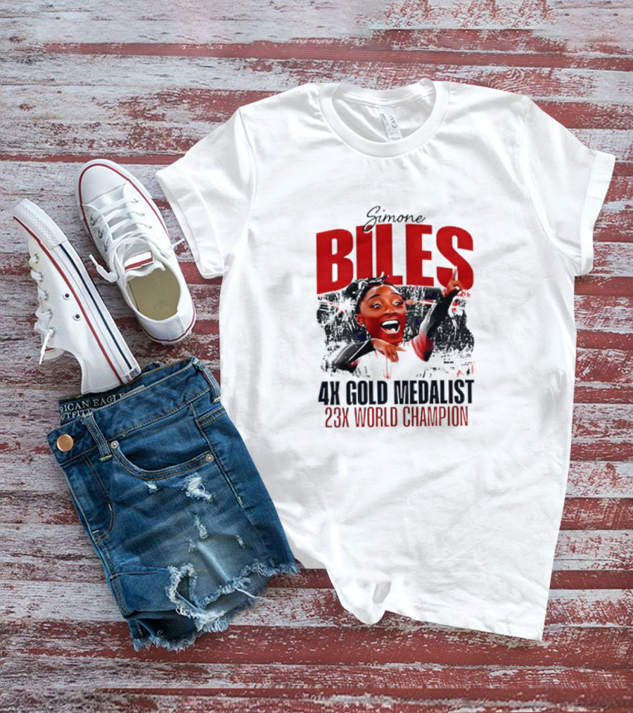 Simone Biles 4X Gold Medalist 23X World Champion Caricature T-Shirt