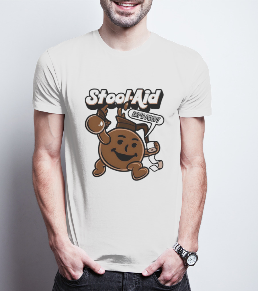 Stool-Aid Let's Poop Toilet Paper Bowl Brown Cartoon T-Shirt