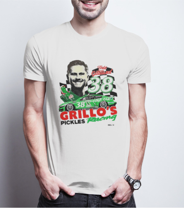 Todd Gilliland 38 Grillo's Pickles Racing Car Checkered Flag Sports T-Shirt