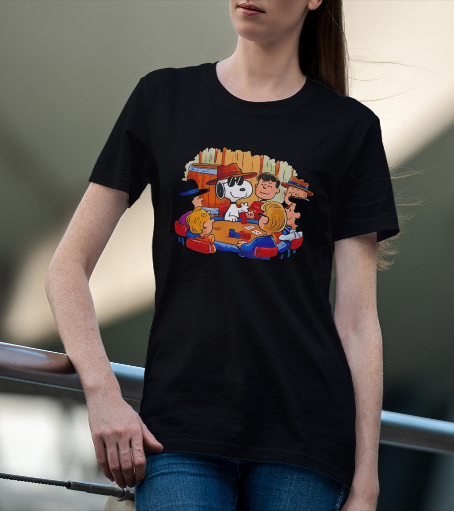 Snoopy And Friends Playing Poker Peanuts Characters T-Shirt
