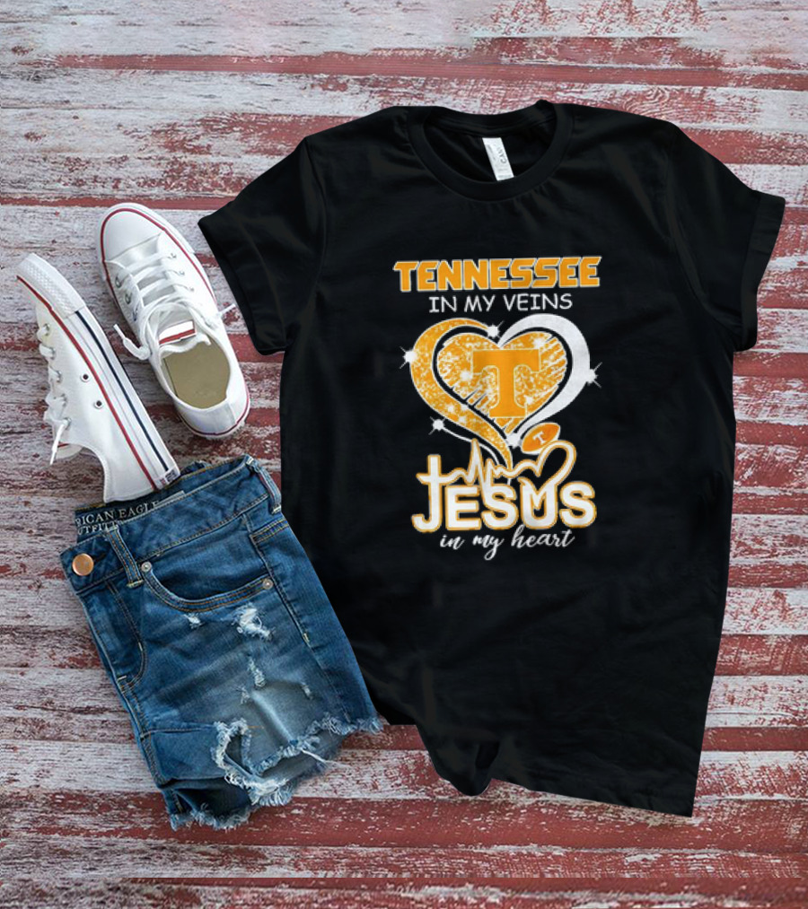 Tennessee In My Veins T Jesus In My Heart Vols Football T-Shirt