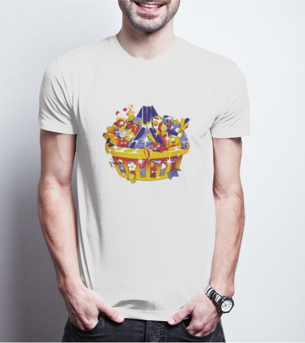 Basket Full Of Colorful Cartoon Creatures Playful And Whimsical Imagination T-Shirt