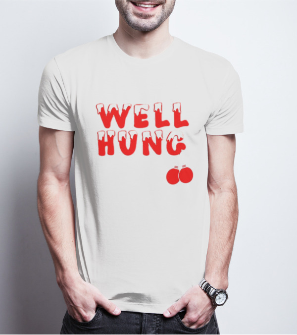 Well Hung Red Christmas Balls Snow-Capped Letters T-Shirt