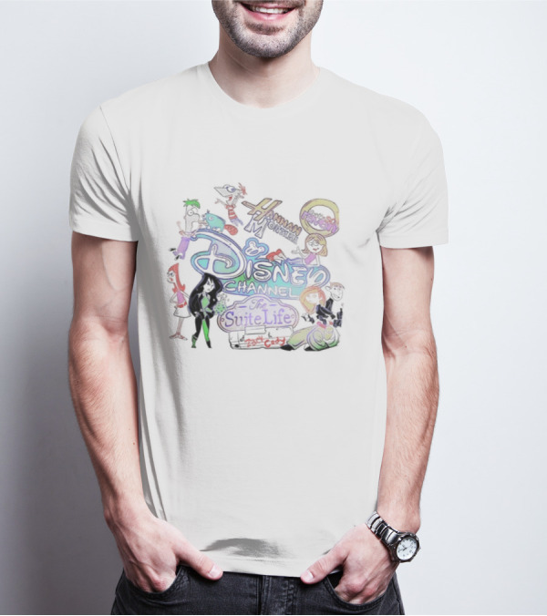 Disney Channel Hannah Montana The Suite Life That's So Raven Phineas And Ferb Kim Possible Characters Mashup T-Shirt