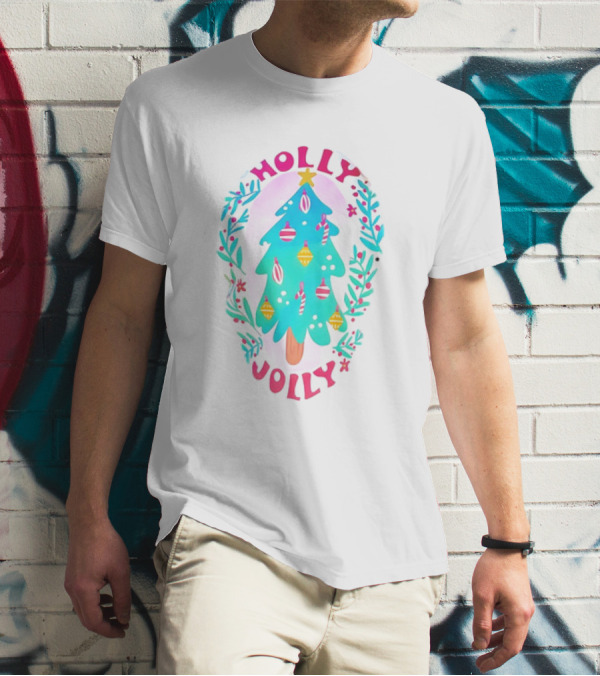 Holly Jolly Christmas Tree With Ornaments And Foliage T-Shirt