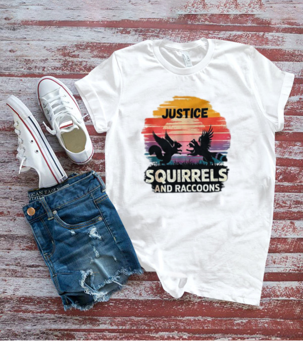 Justice For Peanut The Squirrel And Fred The Raccoon Retro Sunset T-Shirt