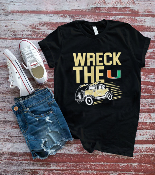 Wreck The U Georgia Tech Yellow Jackets GT Vintage Car Miami T-Shirt