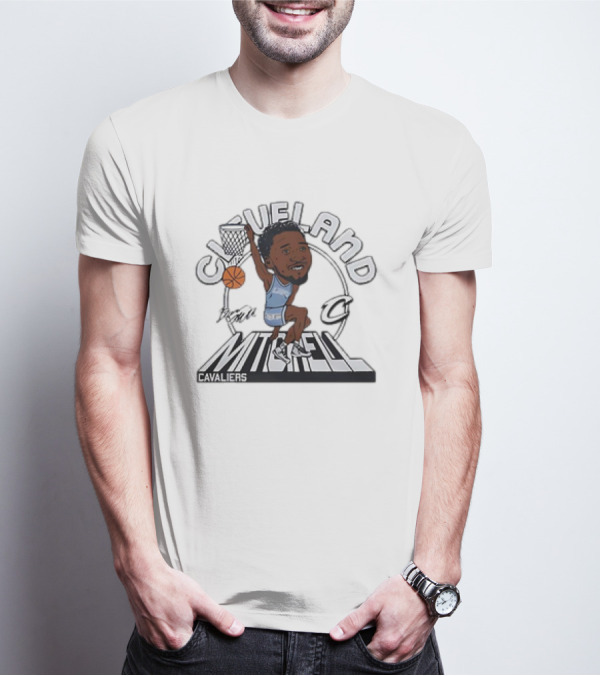 Cleveland Cavaliers Donovan Mitchell Caricature Signature Basketball Player T-Shirt