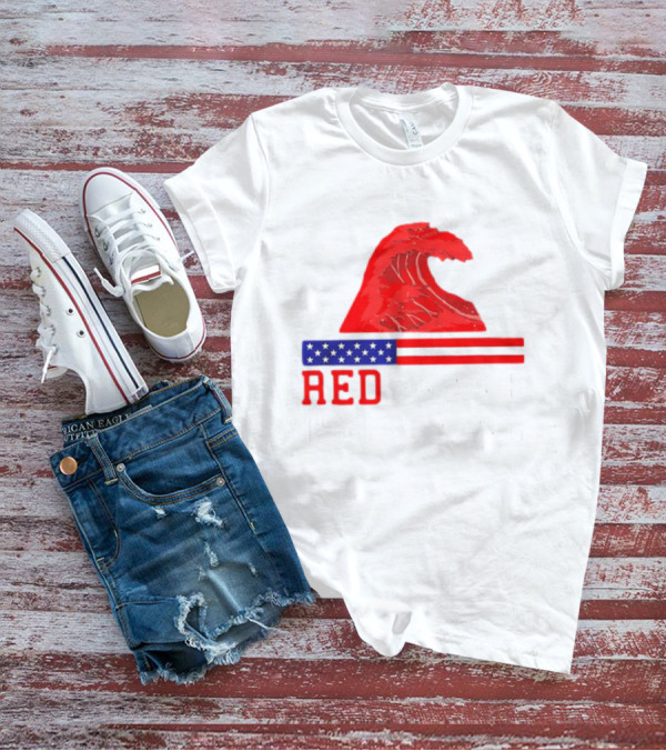 Red Wave USA Flag Wave T-Shirt