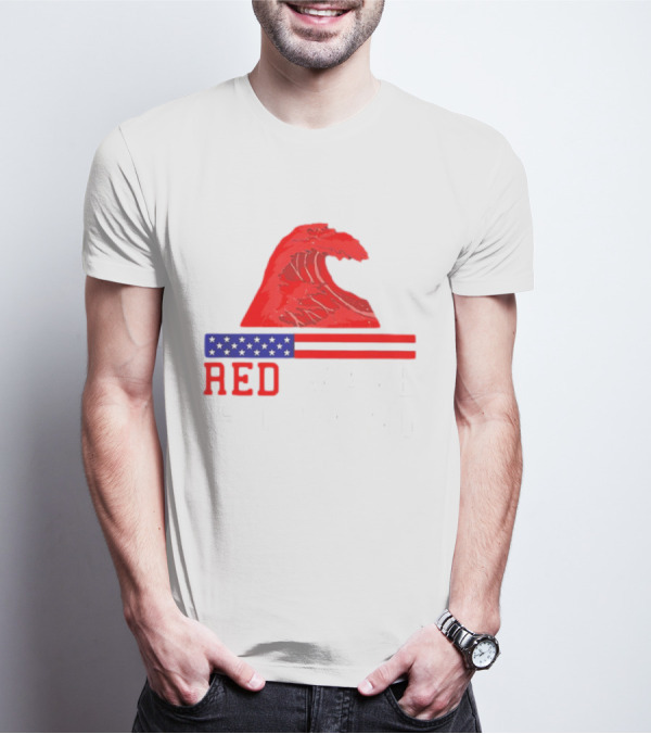 Red Wave USA Flag Wave T-Shirt
