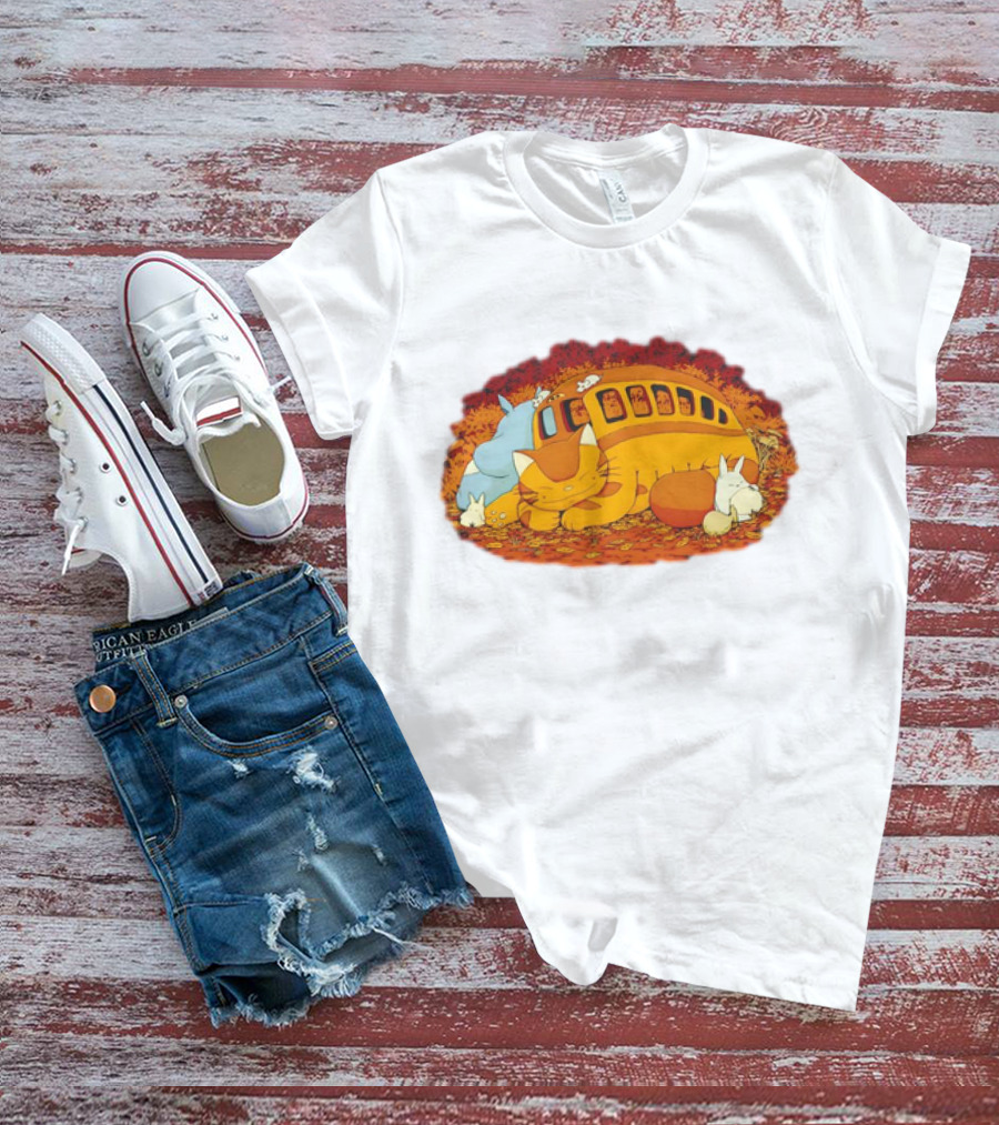 Totoro Forest Spirits Napping With Catbus T-Shirt