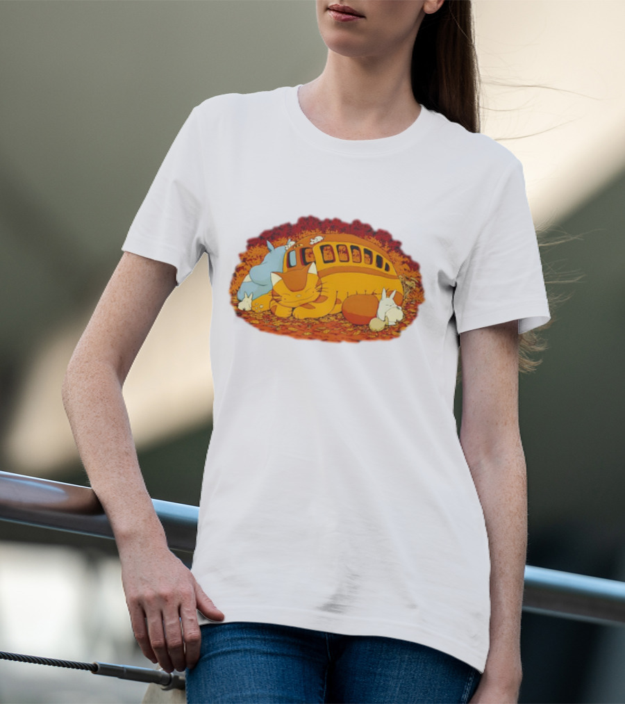 Totoro Forest Spirits Napping With Catbus T-Shirt