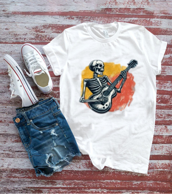 Skeleton Guitarist Rock Band Iconic T-Shirt