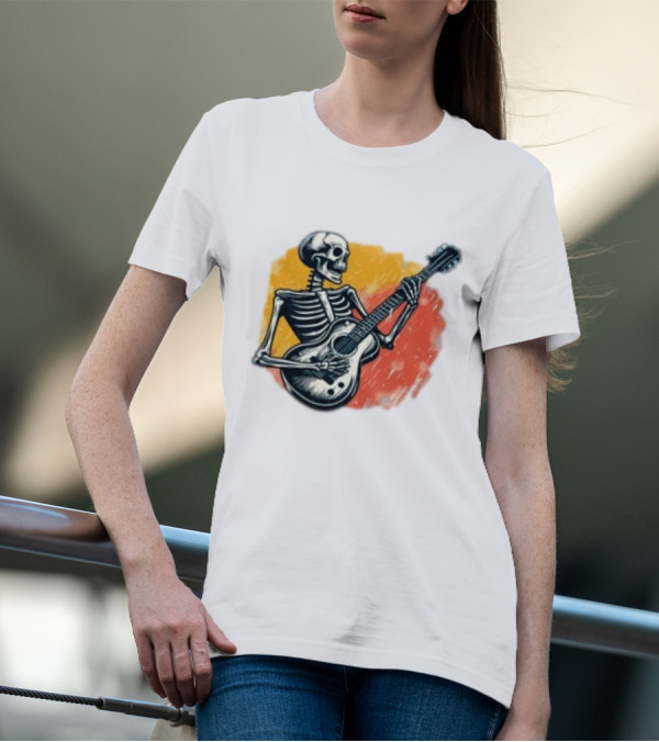Skeleton Guitarist Rock Band Iconic T-Shirt