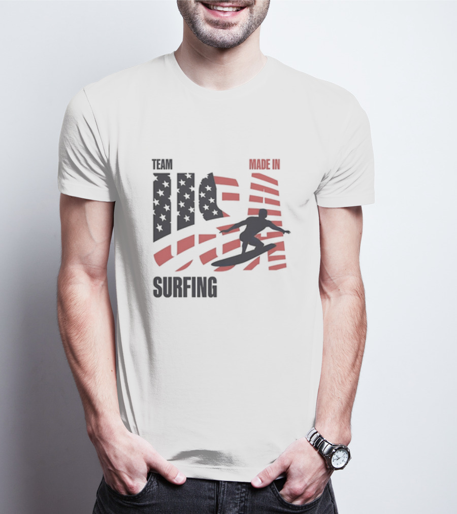 Team USA Surfing Made In USA Stars And Stripes Surfer T-Shirt