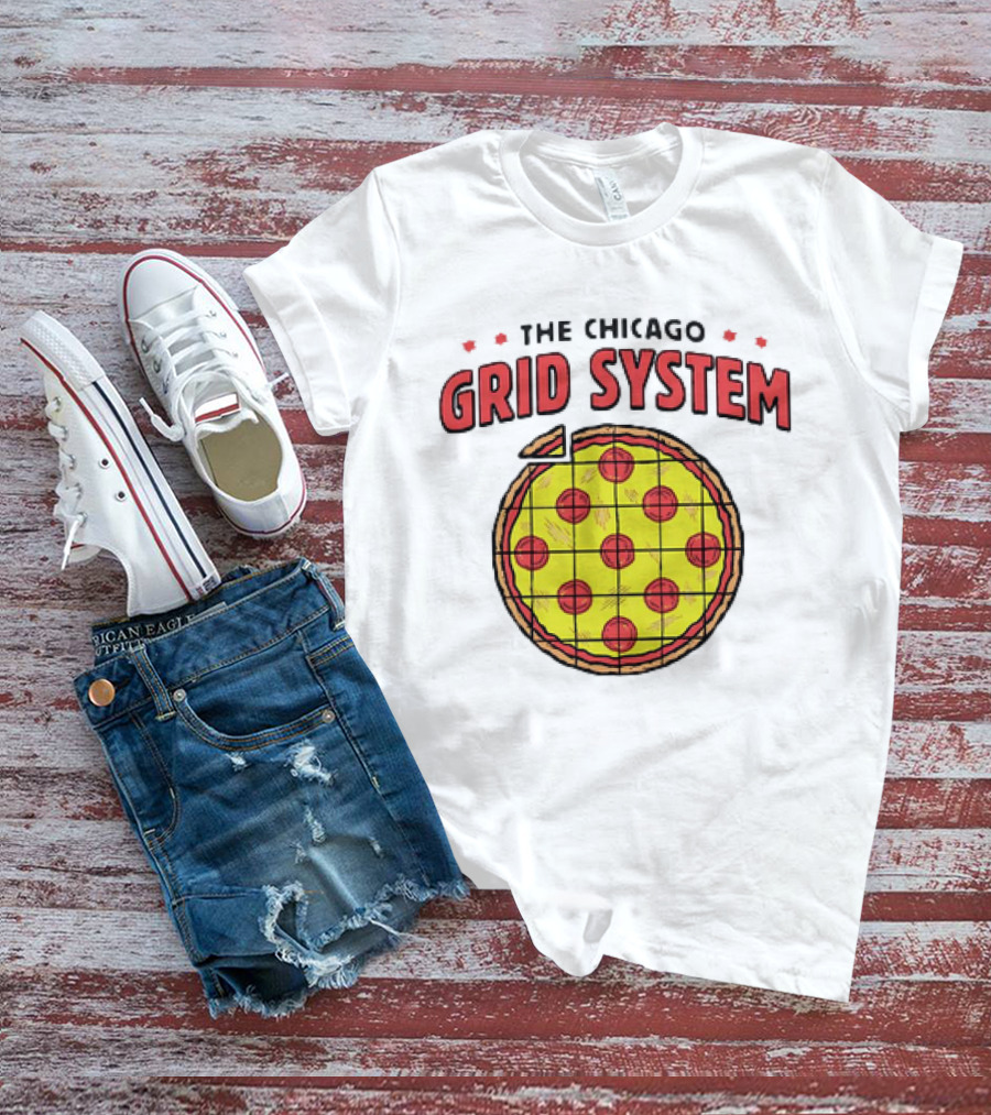 The Chicago Grid System Pizza Slice T-Shirt