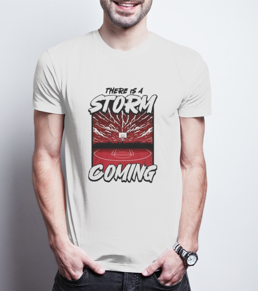 THERE IS A STORM COMING BASKETBALL COURT LIGHTNING SKY T-Shirt