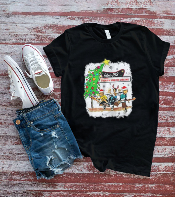 Blink-182 I Won’t Be Home For Christmas Snowflakes Tree Reindeer Band Playing T-Shirt