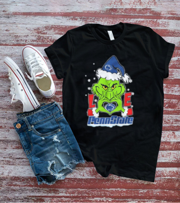 Grinch Hand Love Penn State Christmas Nittany Lions T-Shirt