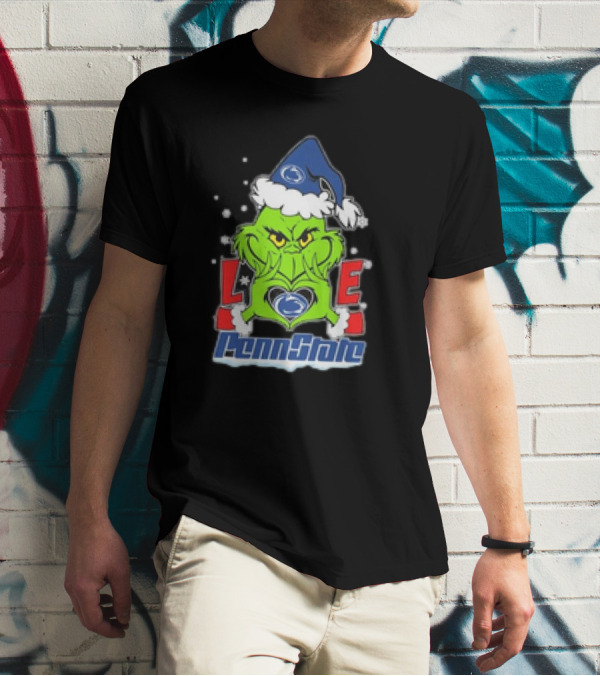 Grinch Hand Love Penn State Christmas Nittany Lions T-Shirt