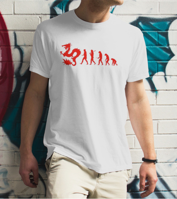 Dean Blunt Evolution With Red Dragon And Human Figures Progression T-Shirt