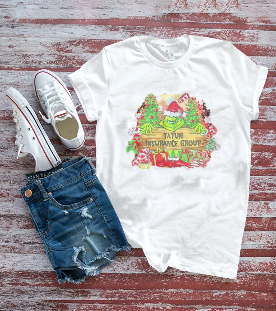 Grinch Tatum Insurance Group Christmas Candy Cane Trees T-Shirt