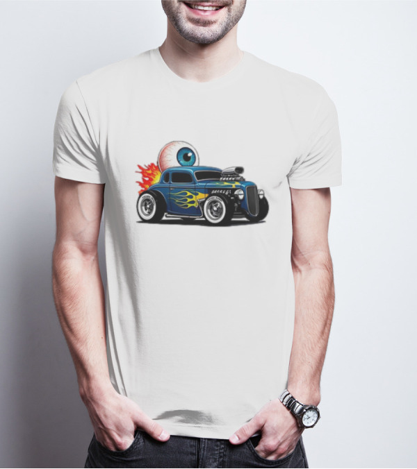 Le Hot Rod D’Eyeba11 Eye-Flame Car T-Shirt